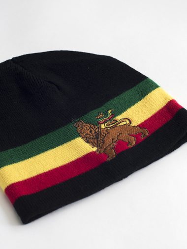 Rasta muts zwart met geborduurde Lion of Judah