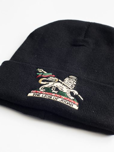Zwarte muts met geborduurde Lion of Judah