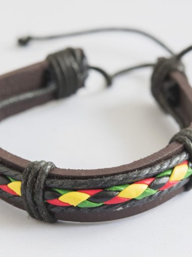 Leren armband Rasta